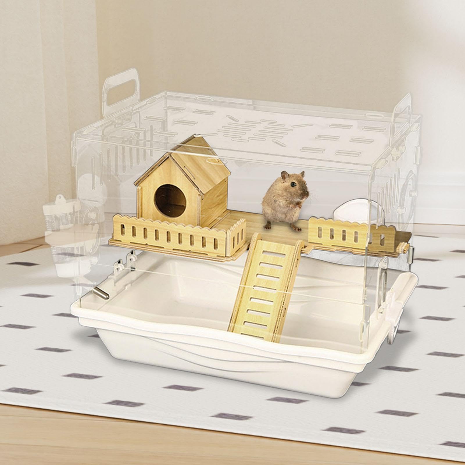 Hábitat Transparente para Mascotas Pequeñas, Ideal para Roedores, casa