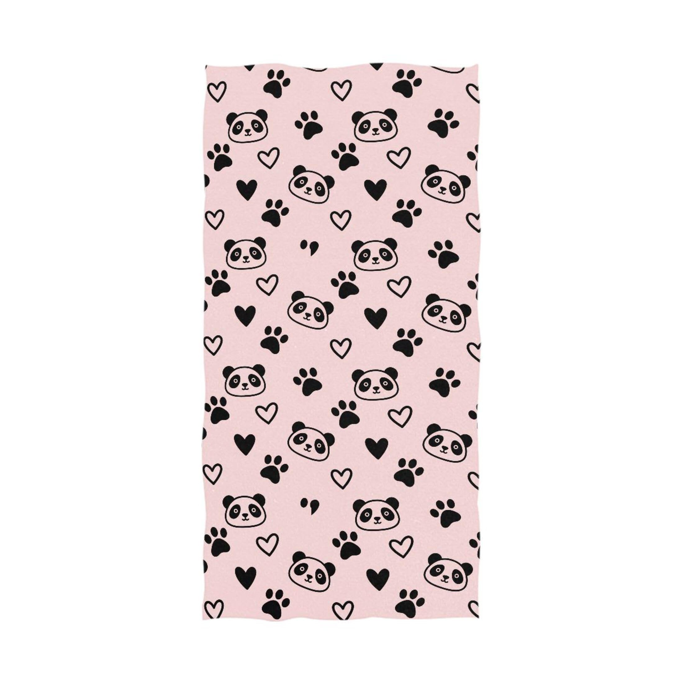 Kutsu Panda Bath Towel, Highly Absorbent Cotton Soft Bath Hand Towel for Bathroom Kitchen Hotel Spa, 64 x 32 In