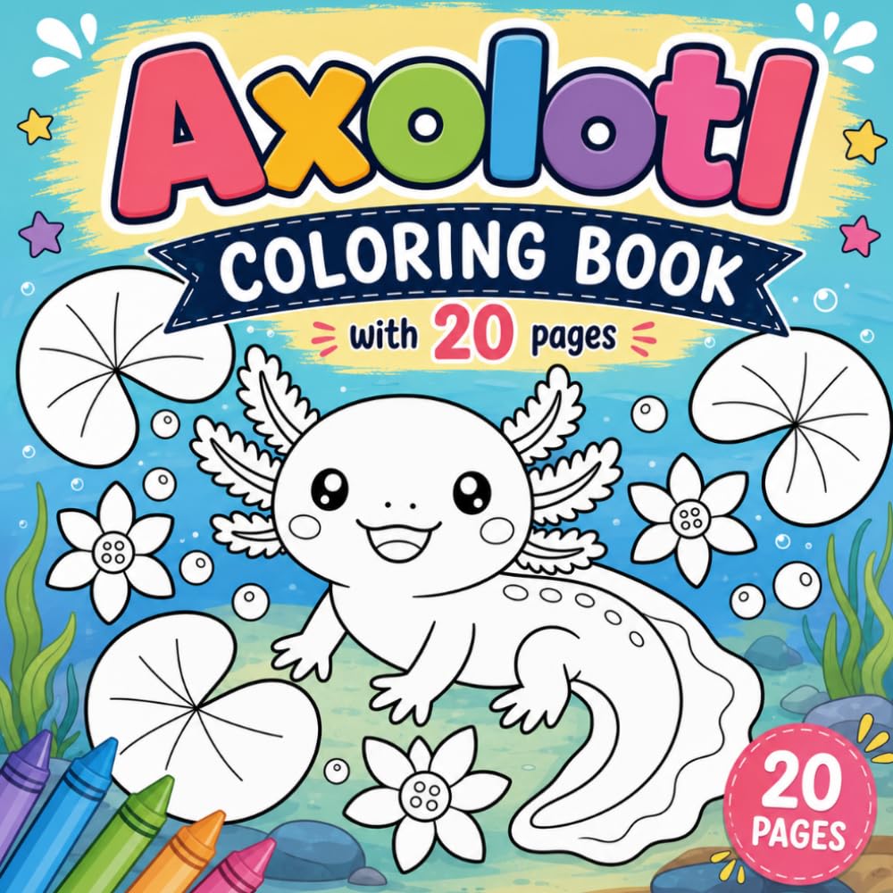 Axolotl Coloring Book for Girls and Boys:: Fun Underwater Coloring Pages with Mermaid Axolotls, Sea Friends, and Magical Ponds