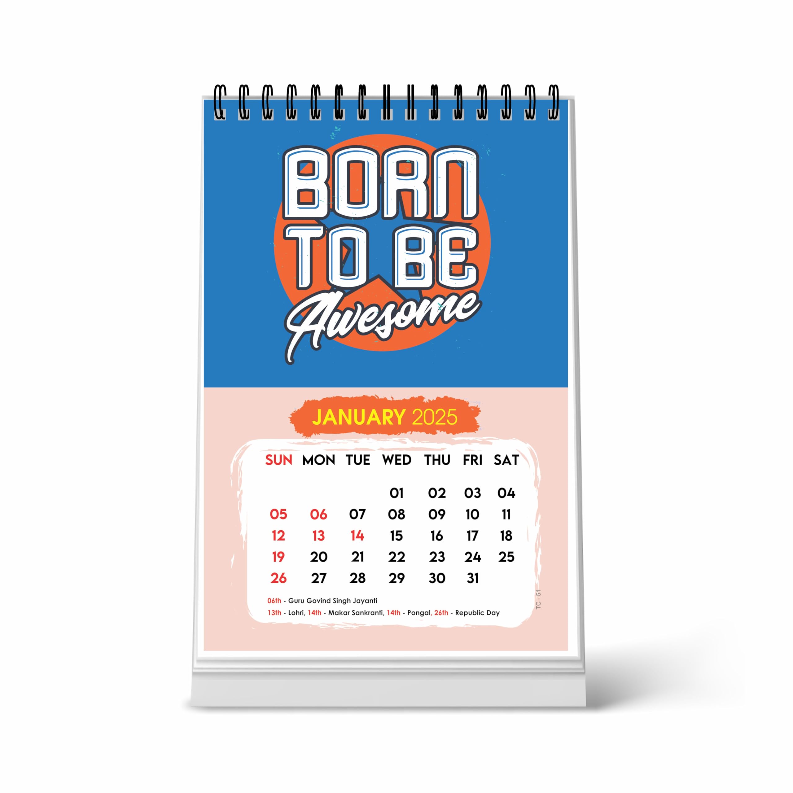 ESCAPER Motivational Desk Calendar 2025 (22 x 15 cm), Table Calendar 2025, Desktop Calendar 2025, Inspirational Desk Calendar with motivational slogans (Born Awesome, Pack of 1 Qty)