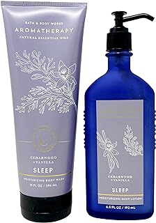 Bath & Body Works Aromatherapy Sleep Cedarwood + Vanilla - Duo Gift Set - Body Wash and Body Lotion.