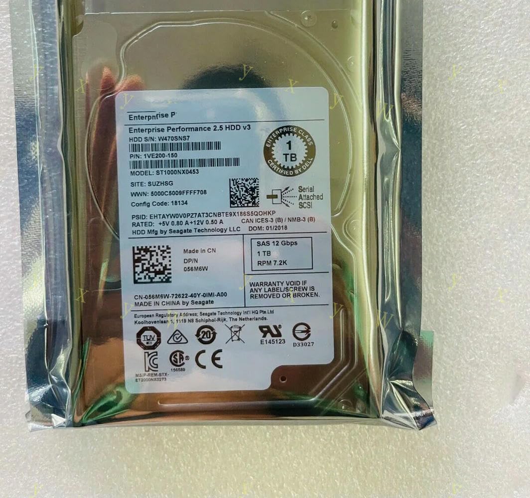 Generic for Suitable for 56M6W 056M6W 1TB 7.2K RPM 12Gbps 2.5 SAS Hard Drive ST1000NX0453, 6924023052133