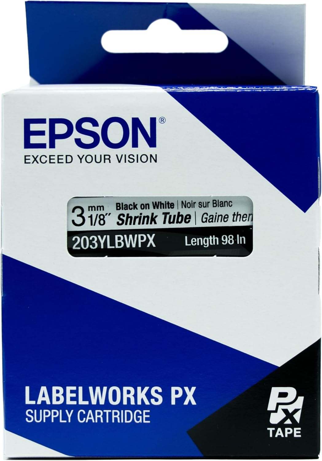 Epson LABELWORKS 203YLBWPX Tape Cartridge - Black on White Shrink Tube Industrial Label Maker Tape - AWG 16-22, 1/8" (3MM) Wide, 8 ft (98") - Image 7