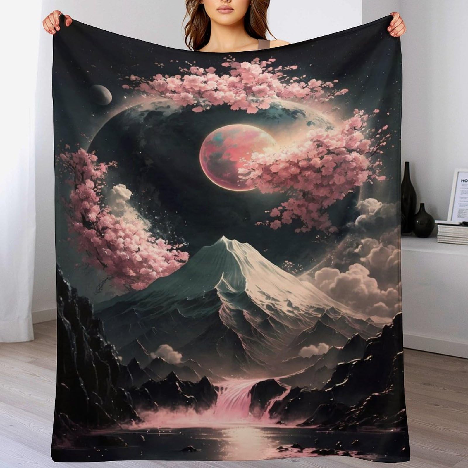 GGJJTT Neon Japanese Landscape Fluffy Soft Throw - Flannel Throw-Anti-pilling Blanket Throws - Versatile Blanket Home Decor for Bed Sofa Travel150×200cm