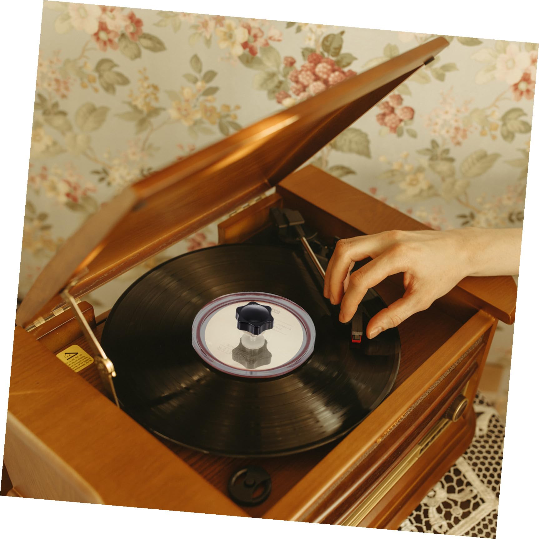 jojofuny 1pezzi Acrylic Record Label Saver Protezione Per Pulizia Dischi Vinile Con Manico Ergonomico e Design Compatto