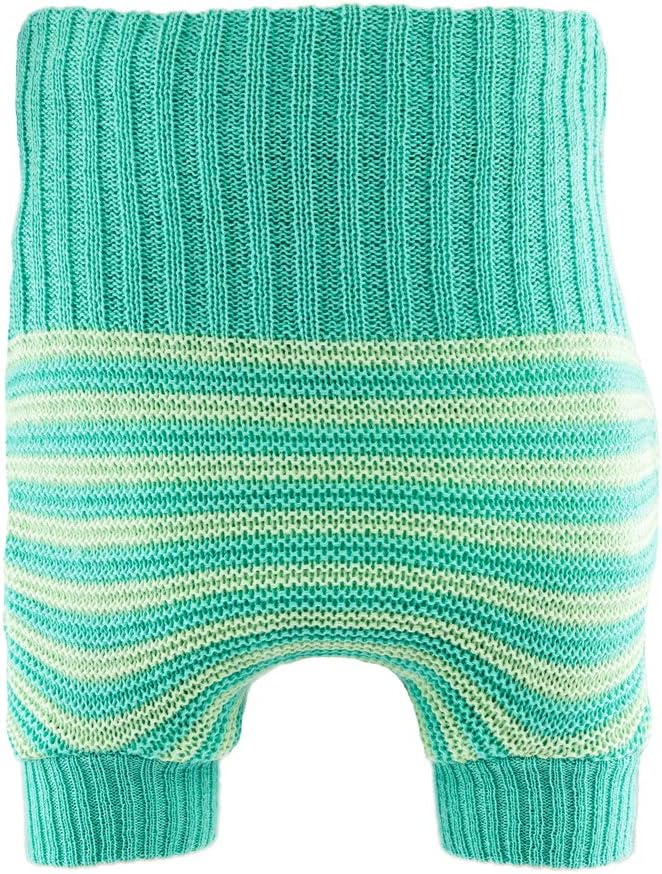 Little Clouds Doppeltgestrickte Wollüber Hose – Turquoise/Light Green