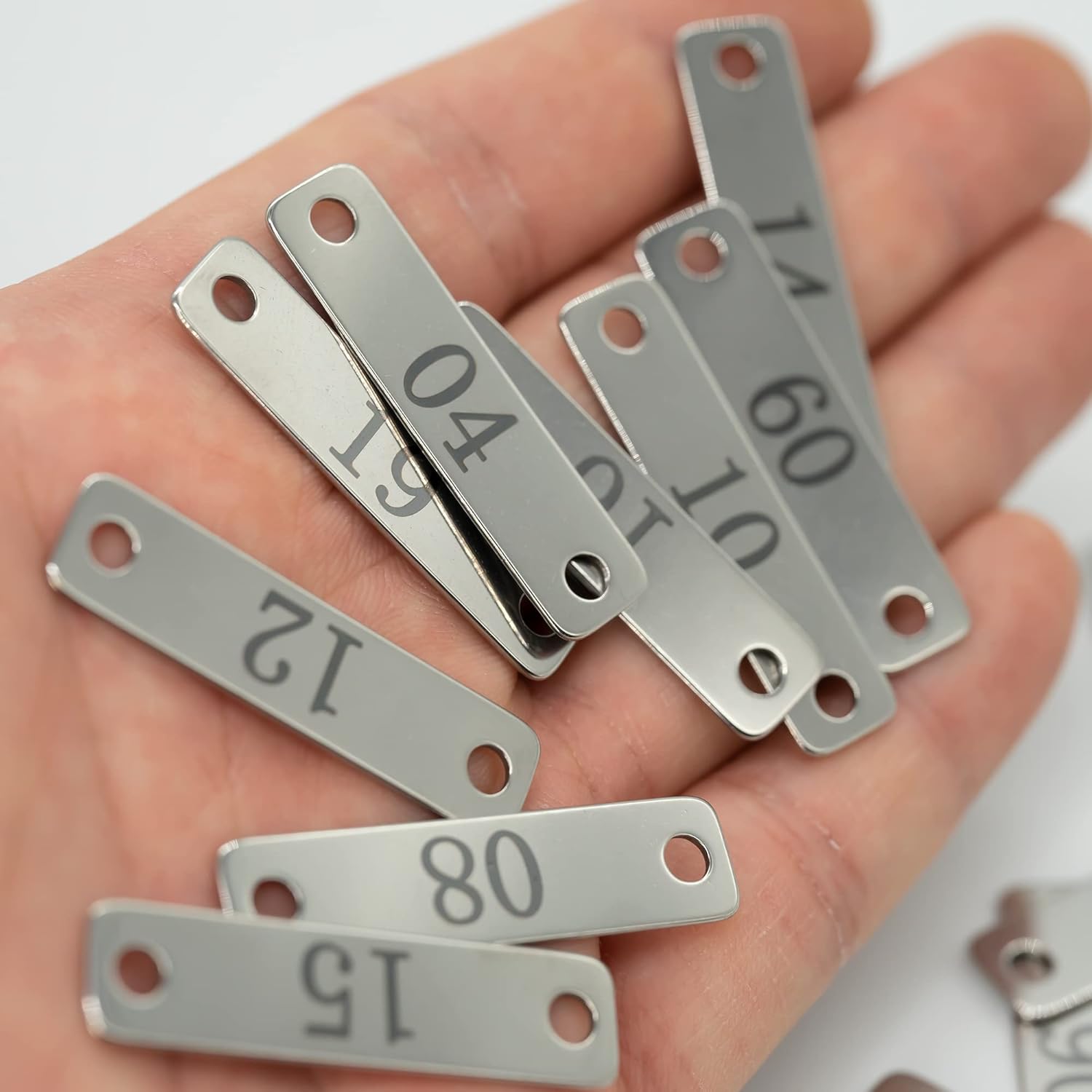 StayMax Small Stainless Steel Rectangle Numbered Tags with Two Holes 4cm*1cm (1-10) - Image 5