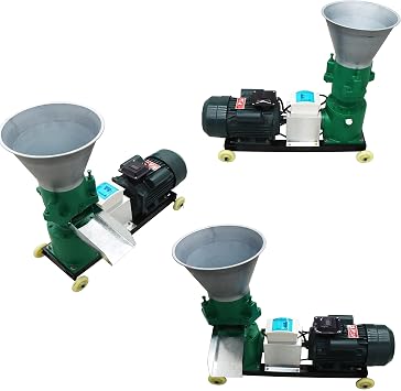 8mm Feed Pellet Machine Farm Animal Pellet Mill Machine Chicken Duck Feed Pellet Mill Machine with 3 Head Rollers 220V 200kg/h