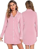 Vista 3 de Camisones para mujer, con botones, manga corta, camisón de pijama suave