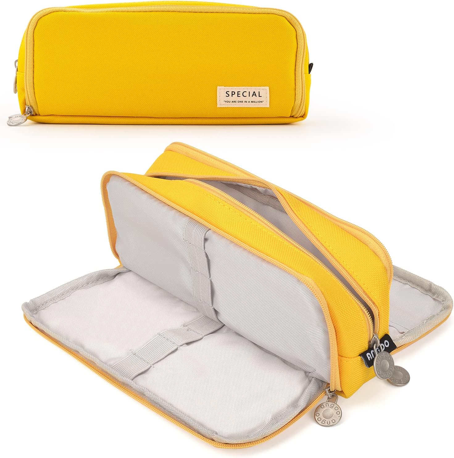 MaomaoyuPencil Case, Large Capacity with 3 Compartments, Pencil Case for Kids, Gifts for Girls and Boys, Holiday for Elementary Students, Pencil Case for Birthday Gifts, Yellow