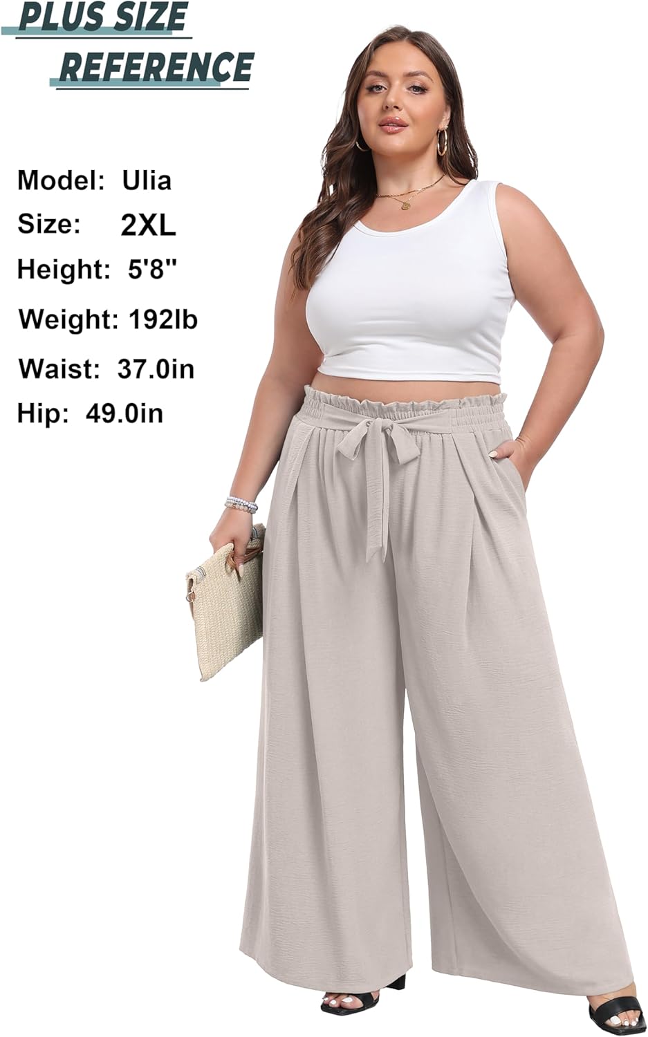 Lepunuo Wide Leg Pants for Women High Waisted Palazzo Pants Work Casual Flowy Tie Knot Trousers with Pockets - Image 4