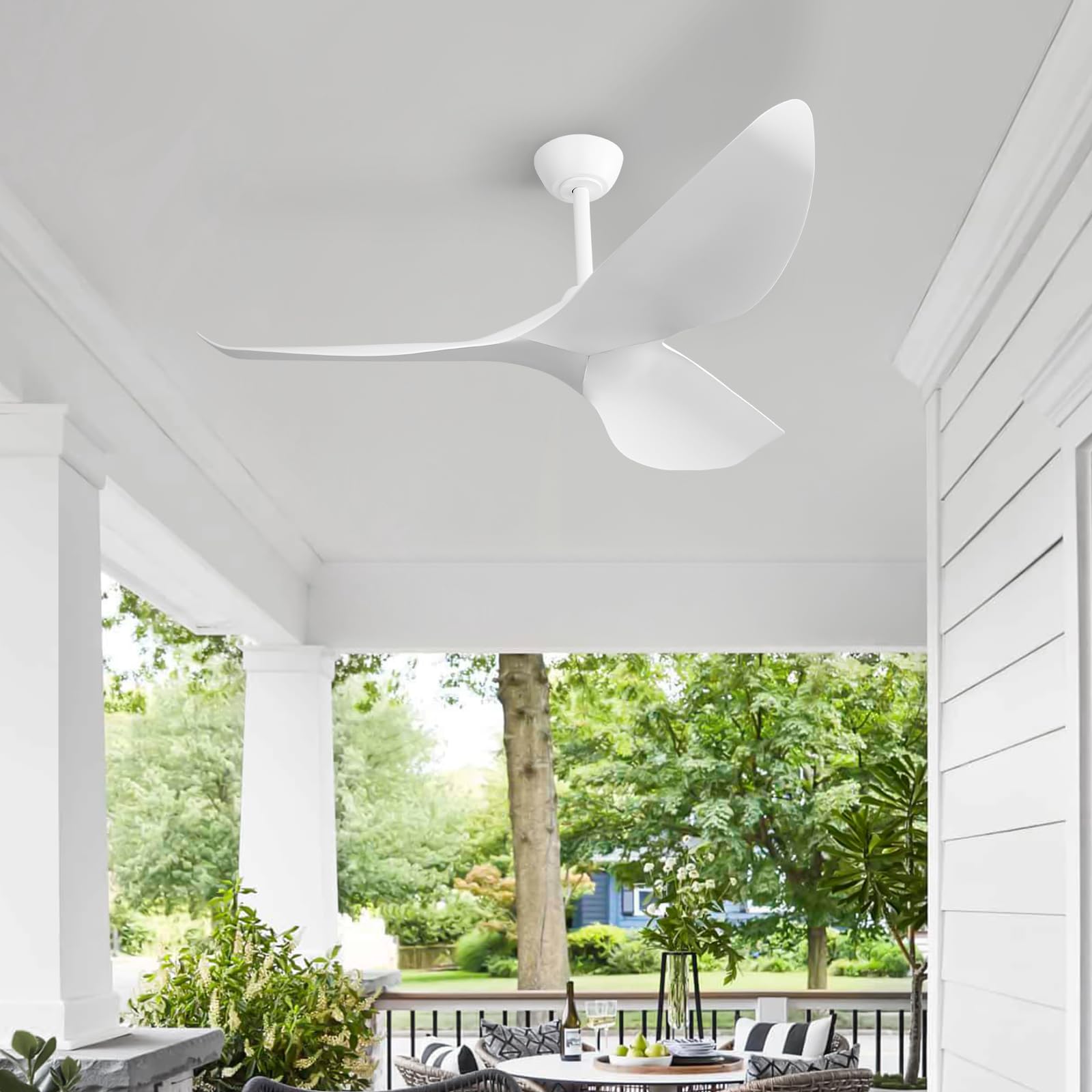 Sofucor Ventilatore da Soffitto 132 cm, Silenzioso Ventilatore da Soffitto per Camera da Letto, 3 Pale, 6 Velocità, Timer, Motore DC, Funzionamento Estivo Invernale