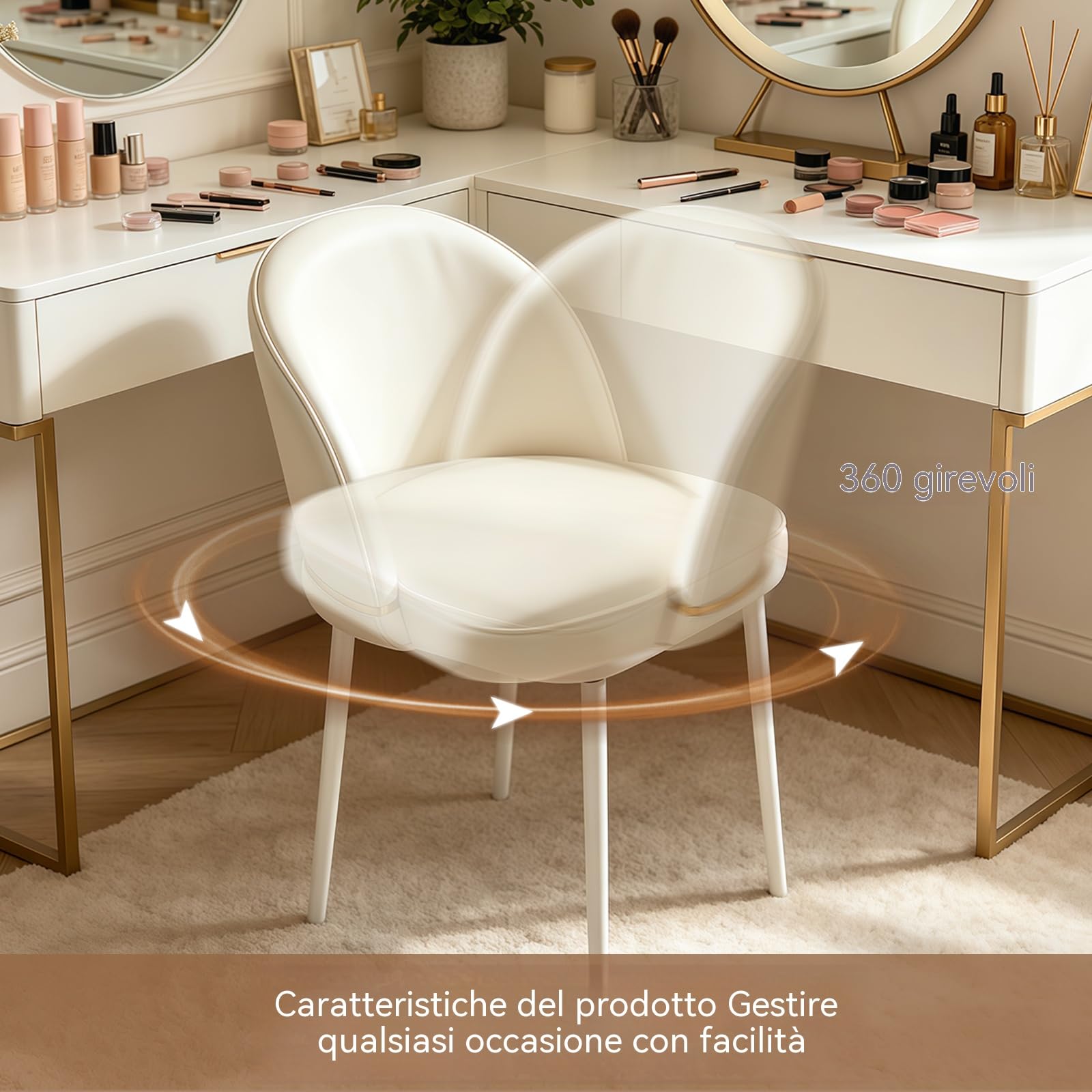 Sedia da Pranzo (singola) – Sedia Moderna Per Cucina Con Schienale e Gambe in Metallo, Sedia Ergonomica Versatile Per Camera da Letto, Ufficio, Sala da Pranzo