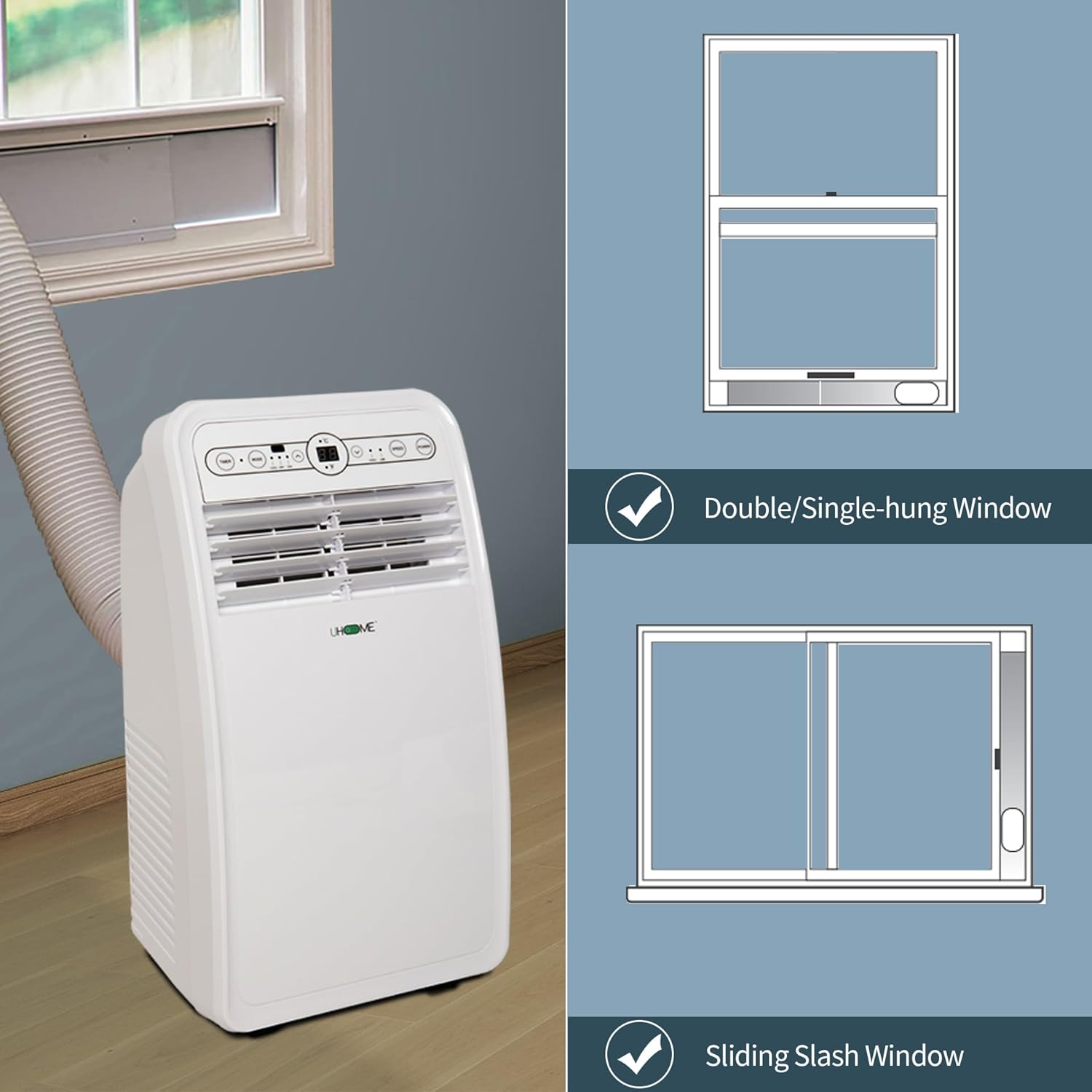 Compatible window types for Uhome Portable Air Conditioner