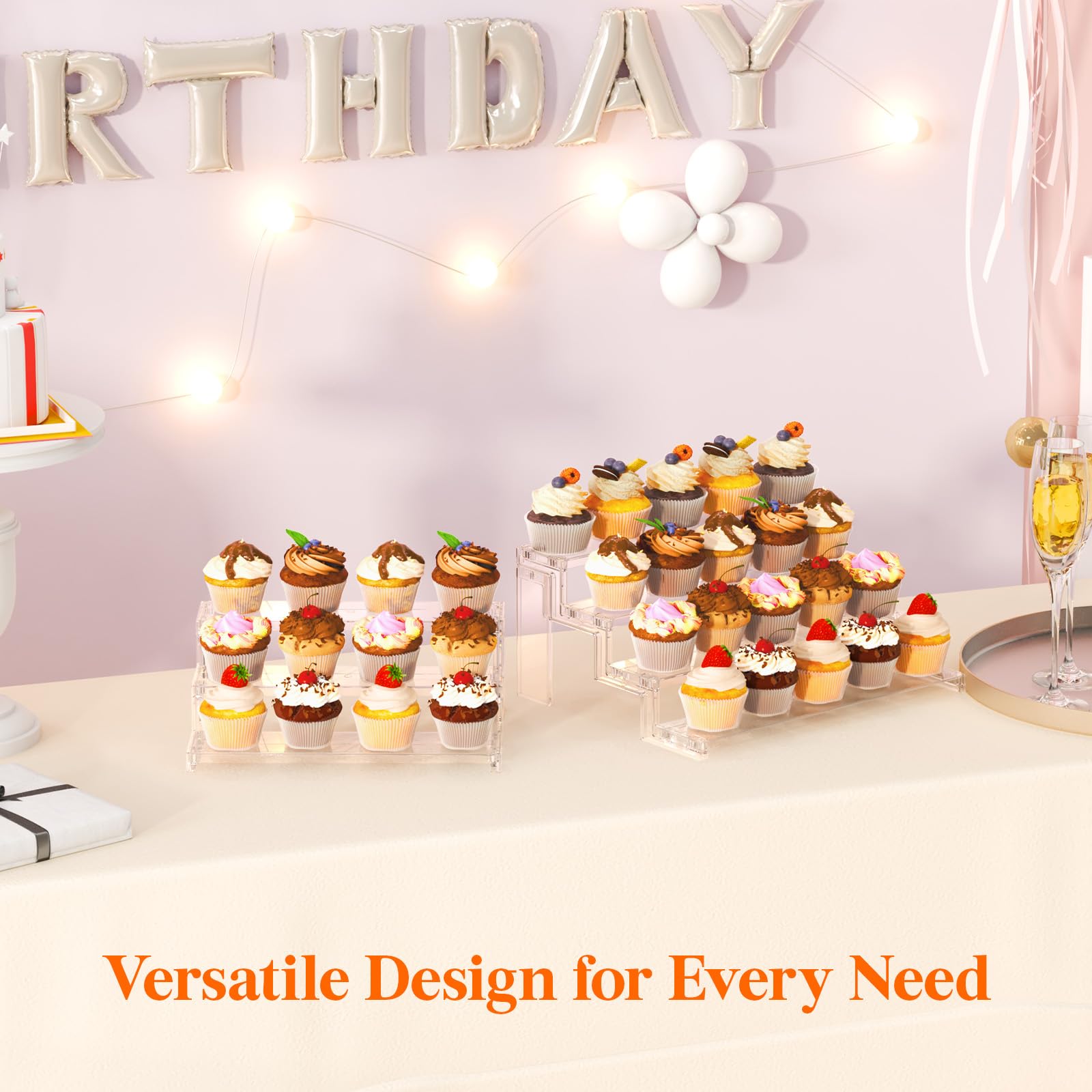 Lifewit Espositore Profum, Trasparente Espositori Acrilico, Alzate per Espositori per Cupcake, Buffet, Dessert, Smalti per Unghie, Spezie, Cosmetici, 3 Livelli, 1 Confezione, 30 cm