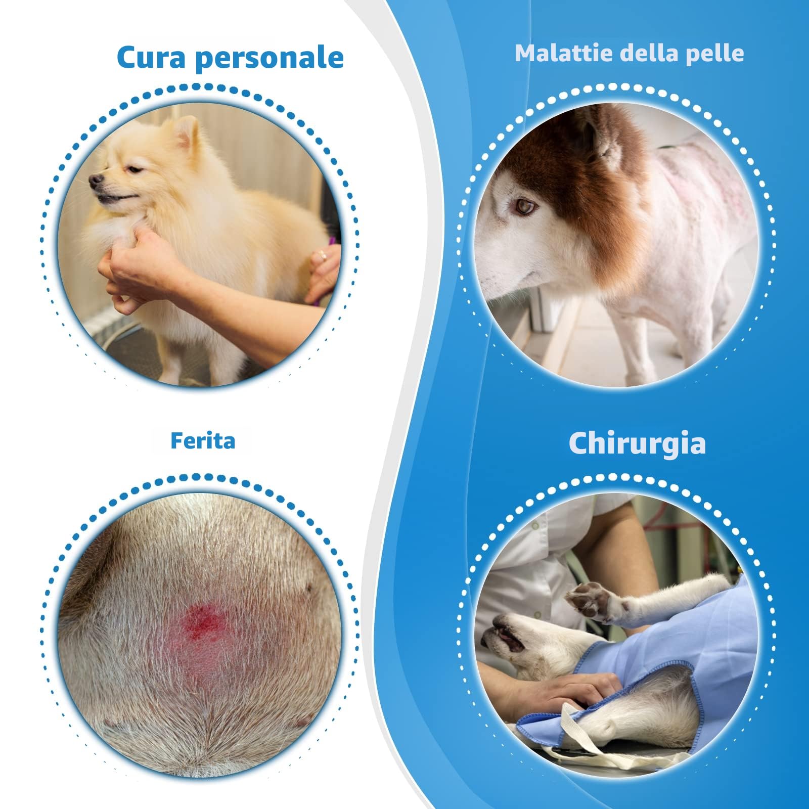 Collare Elisabettiano Cane Morbido, Collare Protettivo per Cani e Gatti, Collare a Cono Traspirante per Cani, Protettivo per Recupero Postoperatorio, Collare Anti Morso o Leccato (Blue, Size 8)