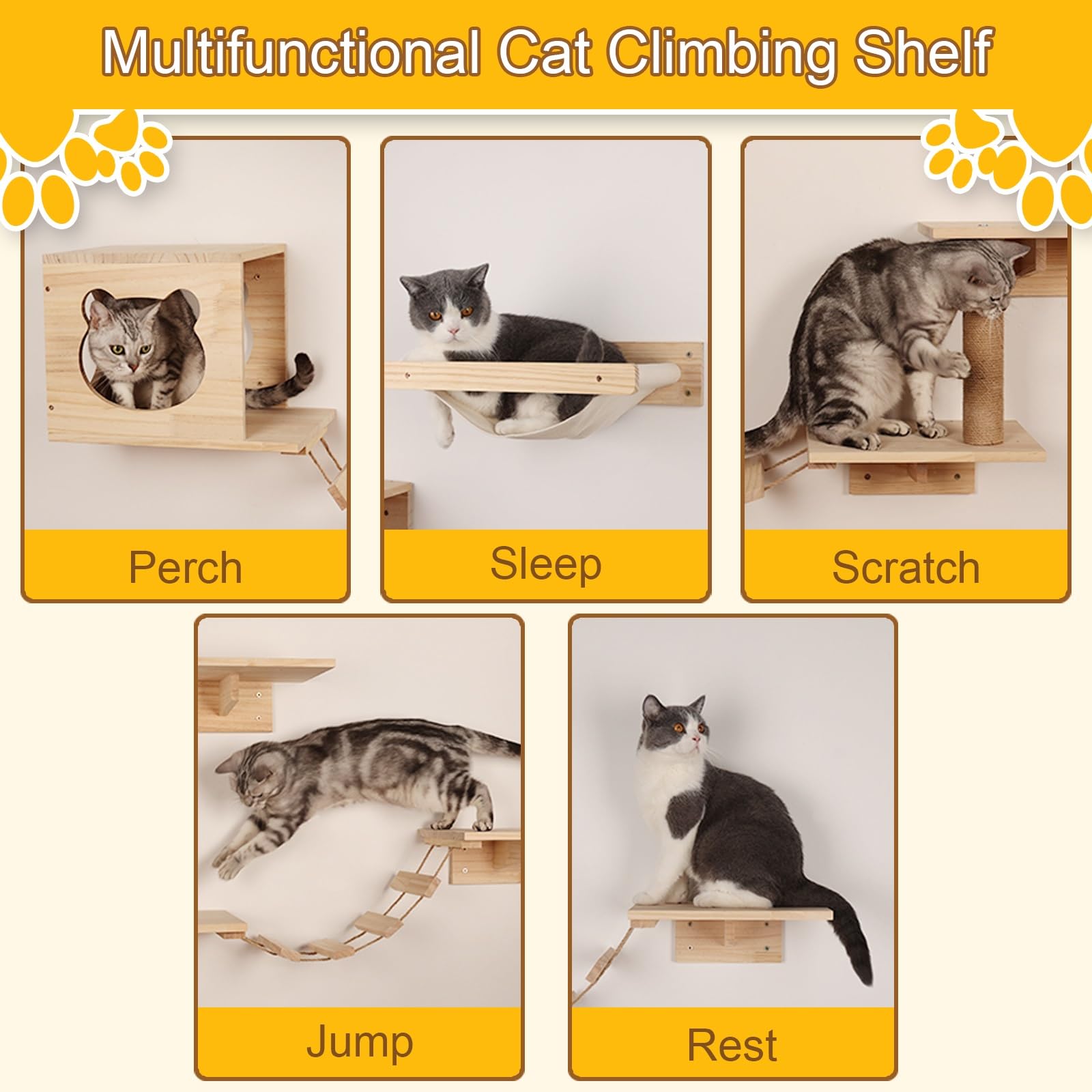 Tiragraffi per Gatti, Amaca per Gatti, Giochi Gatto, per Gatto, Gattini, Soggiorno, Arrampicata, Graffi, Gioco E Relax