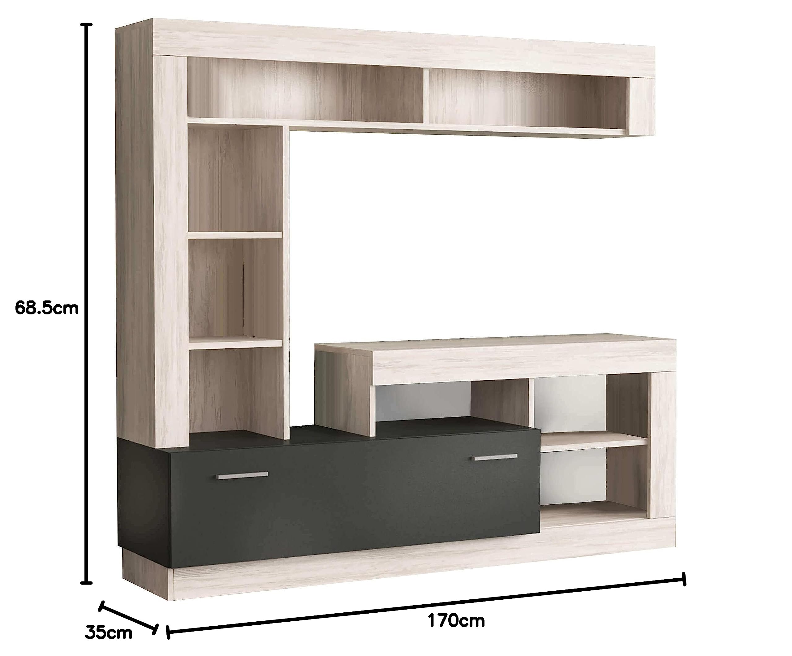 milani home - parete attrezzata porta tv soggiorno moderna di design 170x42x170 h