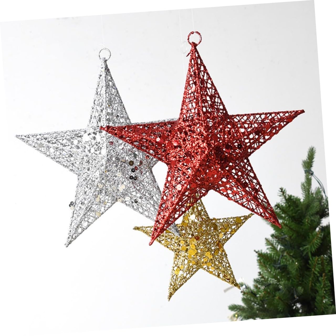 Artibetter 2 Decorazioni Natalizie Da 30 Cm Ciondolo A Forma Di Stella in Argento Decorazioni Natalizie Festive Per La Casa E Le Celebrazioni