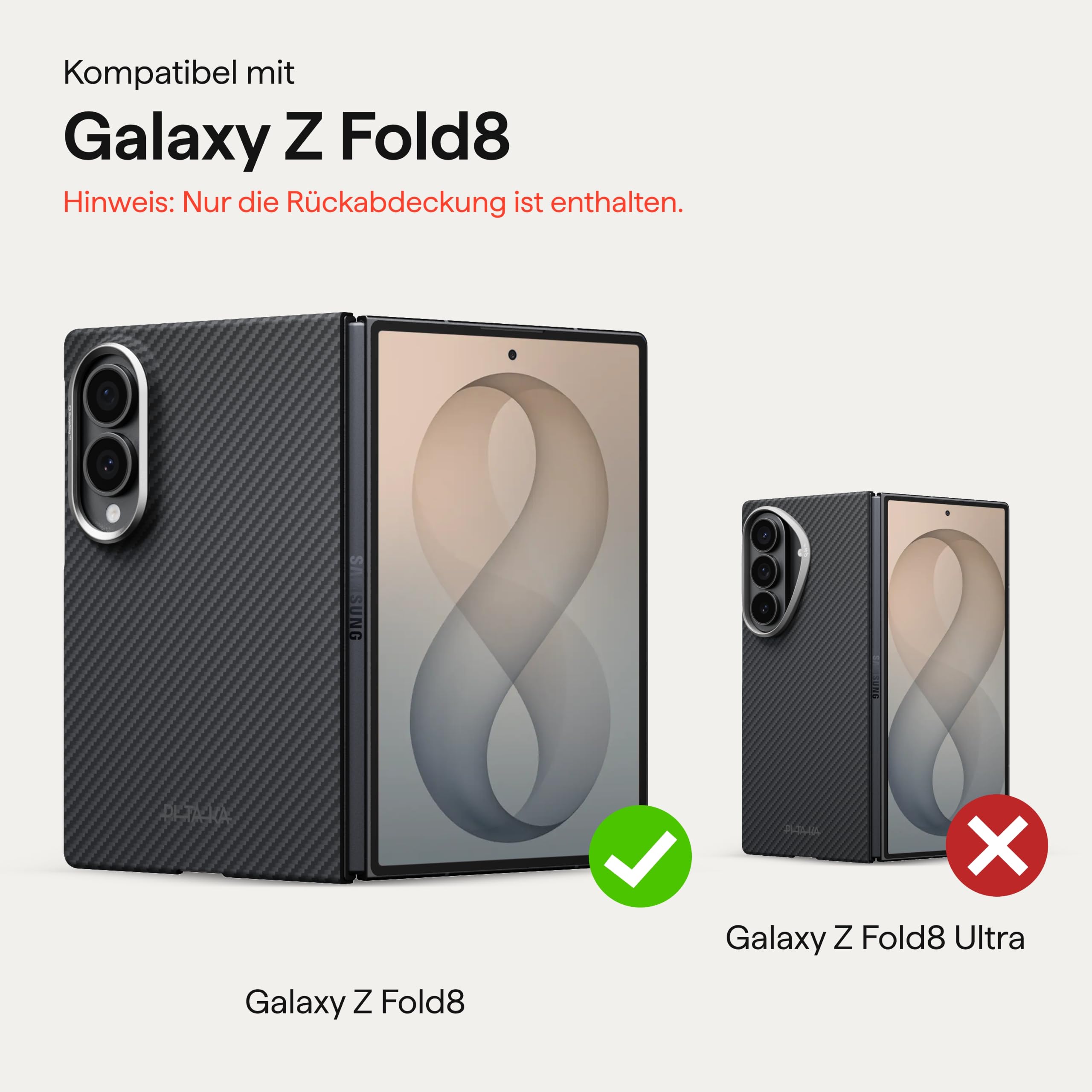 pitaka Ultradünne Hülle für Galaxy Z Fold8 aus Aramidfaser Schwarz/Grau
