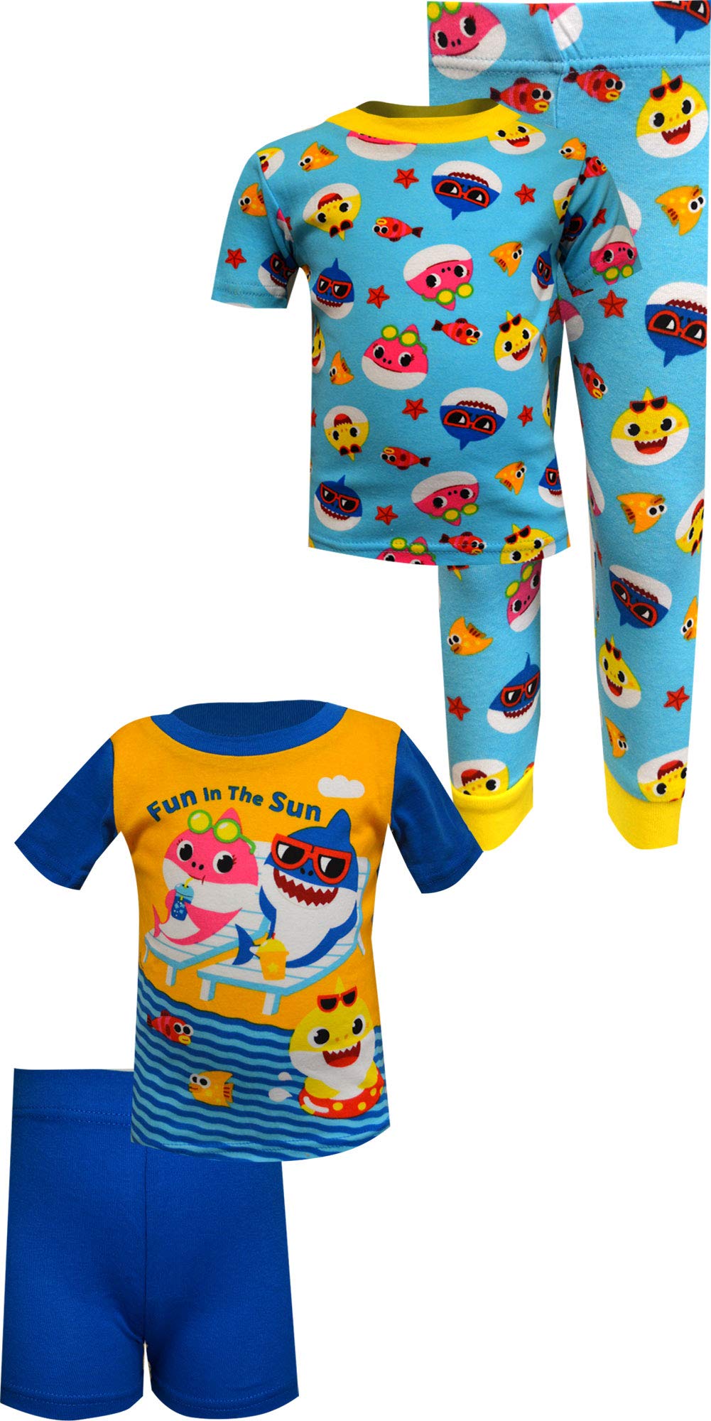 AME Sleepwear Boys Baby Shark Fun in the Sun 4 Piece Cotton Infant Pajamas (18 mo)