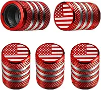 Tampa de válvula de pneu – (pacote com 5) Tampa de ar de pneu de metal com forro de plástico resistente à corrosão Bandeira americana à prova de vazamento para carro, caminhão, motocicleta