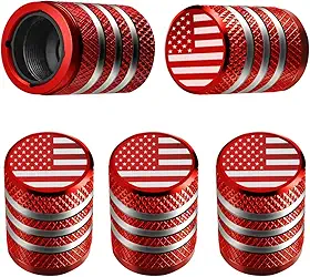 Tampa de válvula de pneu – (pacote com 5) Tampa de ar de pneu de metal com forro de plástico resistente à corrosão Bandeira americana à prova de vazamento para carro, caminhão, motocicleta