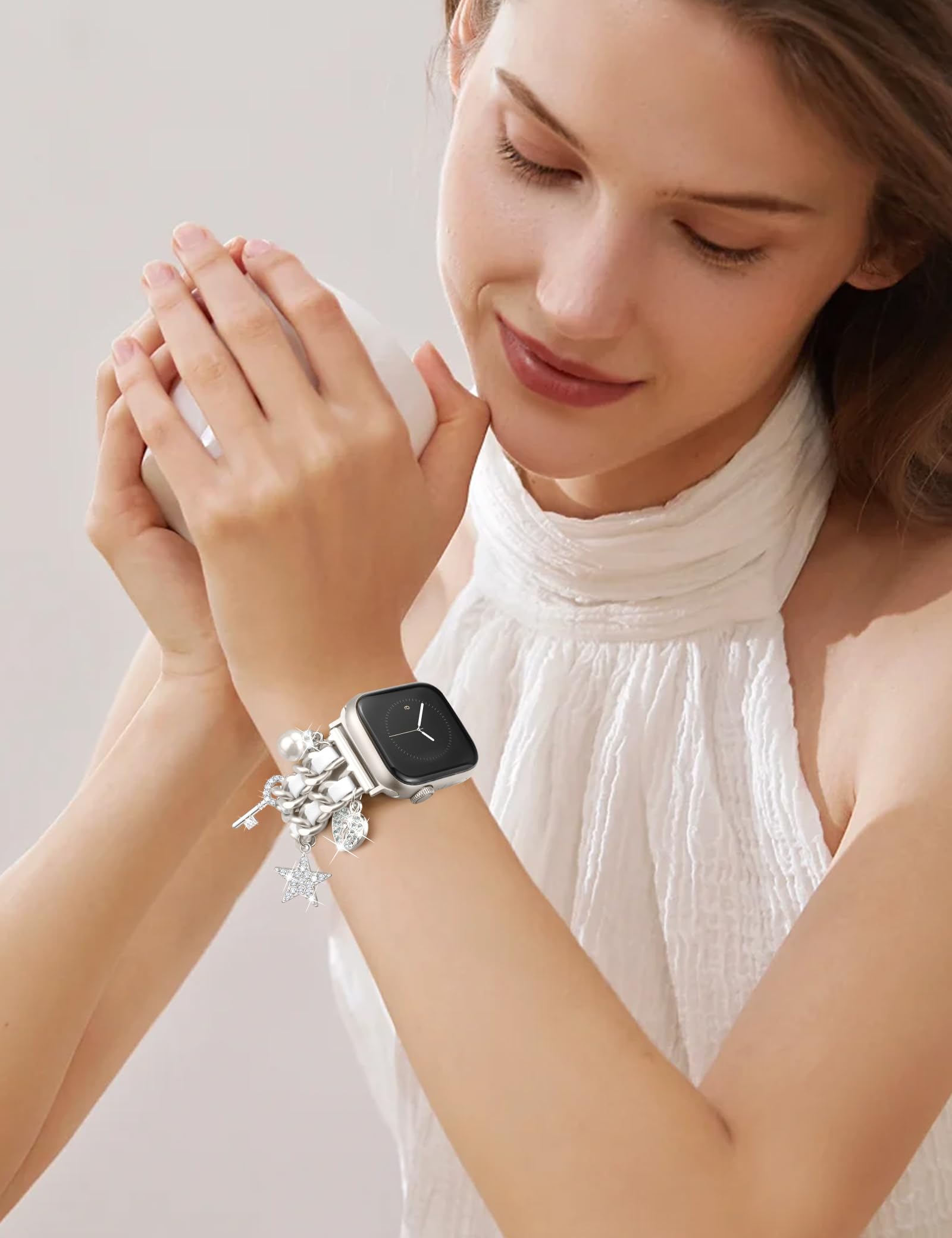 Newlibery Damen-Uhrenarmbänder, kompatibel mit Apple Watch, 38 mm, 40 mm, 41 mm, 42 mm, 44 mm, 45 mm, verstellbares Metallarmband für iWatch Serie 9/8/7/6/5/4/3/2/1/SE