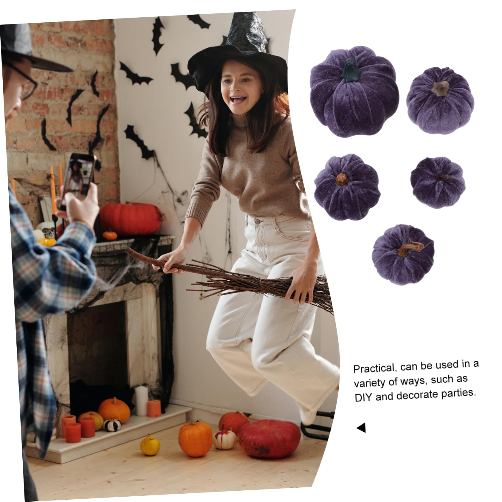 STOBOK 2 Set Di Zucche Finte Realistiche Ornamenti Di Per Halloween Per Casa Ufficio Materiale Robusto 5 Pezzi * 2