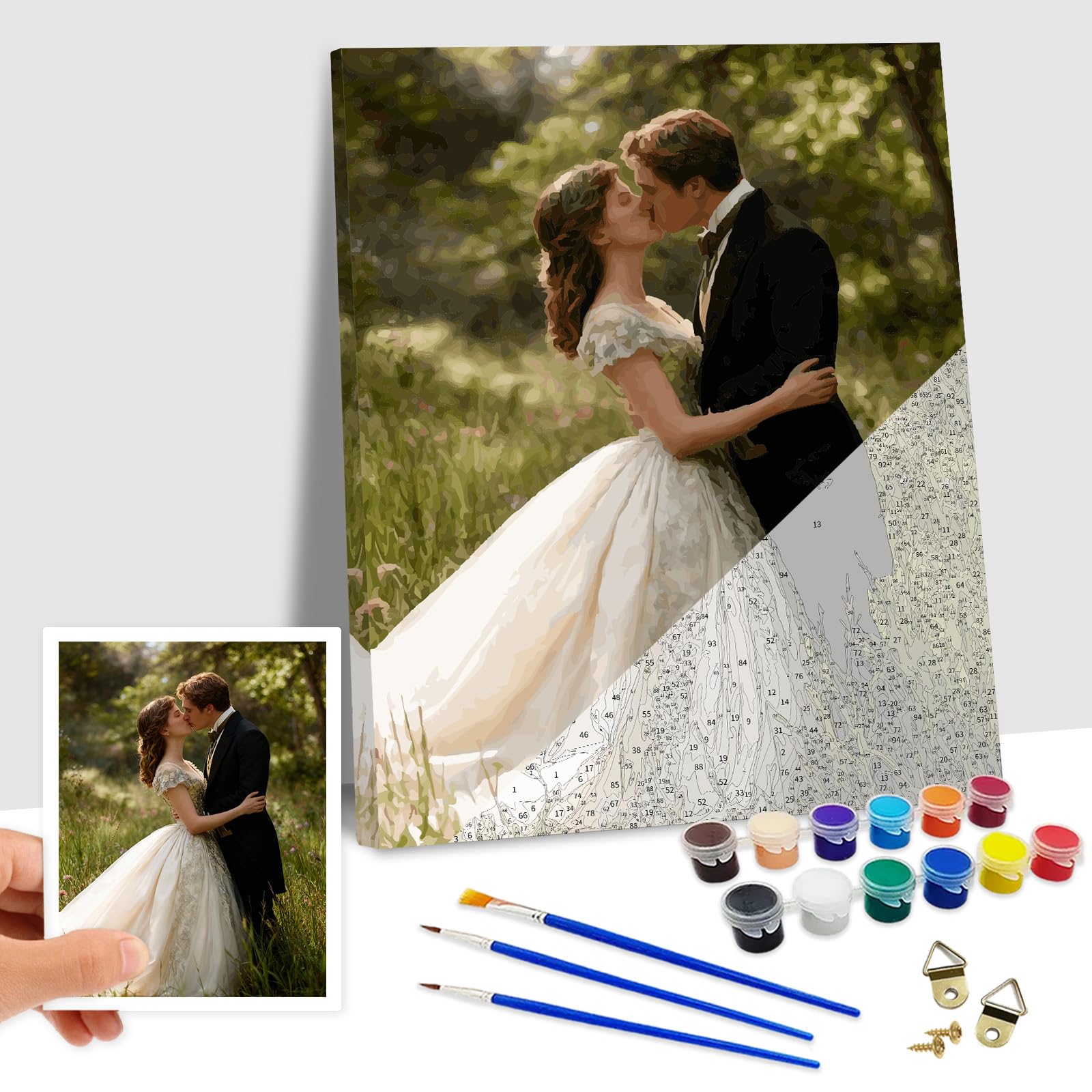 Takuno Personalised Paint by Numbers for Adults Canvas Personalised Photo with Frame Custom Painting by Numbers Kit Gifts for Home Wall Decor Valentines Birthday Children Partner Family Pets