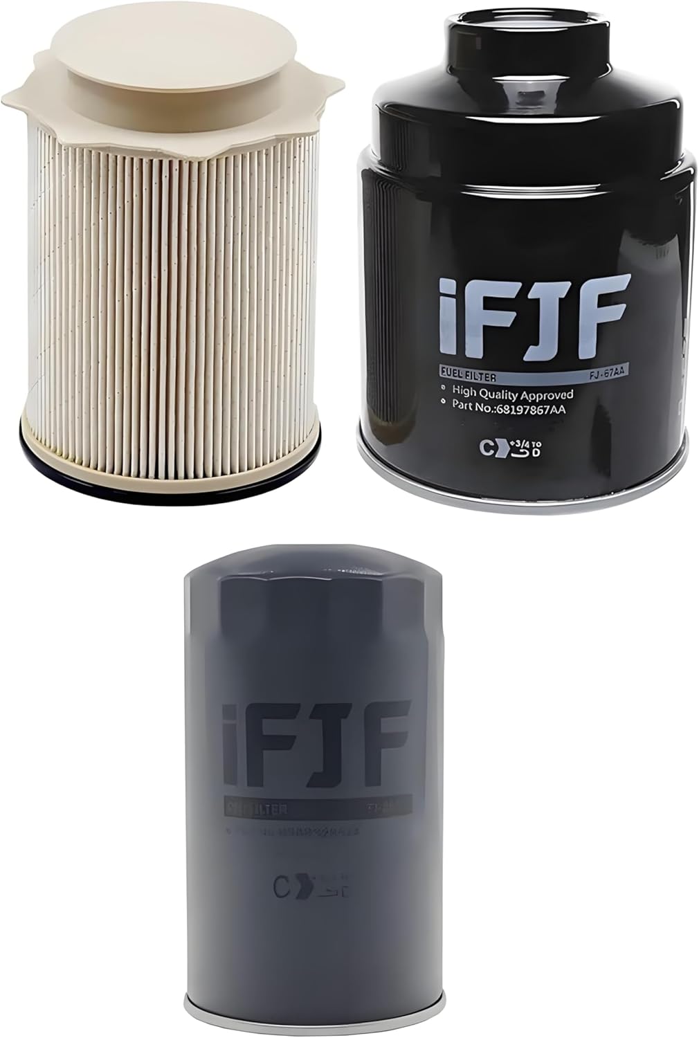 iFJF 68197867AA 68157291AA Fuel Filter and 5083285AA Oil Filter Replacement for Ram 6.7L 2013-2018 2500 3500 4500 5500 Diesel Engines Replaces 68065608AA 68197867AB 5016547AA