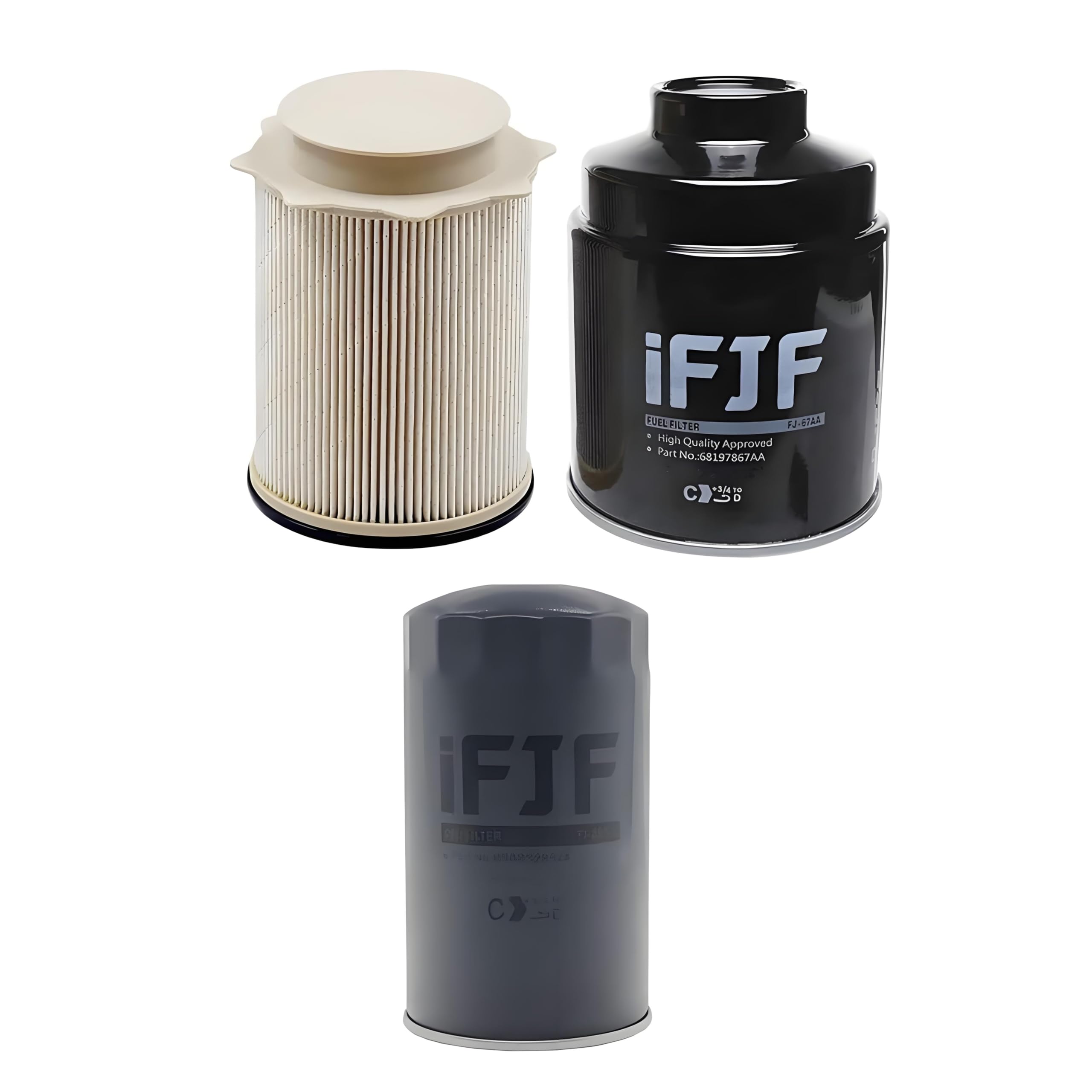 iFJF 68197867AA 68157291AA Fuel Filter and 5083285AA Oil Filter Replacement for Ram 6.7L 2013-2018 2500 3500 4500 5500 Diesel Engines Replaces 68065608AA 68197867AB 5016547AA