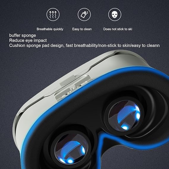 Virtual Reality Glasses - 3D VR Glasses Mobile VR Glasses Adjustable Portable Headset for Viewing 3D Content Immersive Screen System for Apps Simulations Interactive
