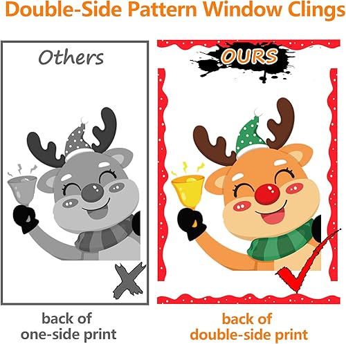 Miniatura 3 de 159 calcomanías adhesivas para ventana de Navidad para vidrio calcomanías de ventana de copo de nieve de Navidad decoraciones de Papá Noel reno para