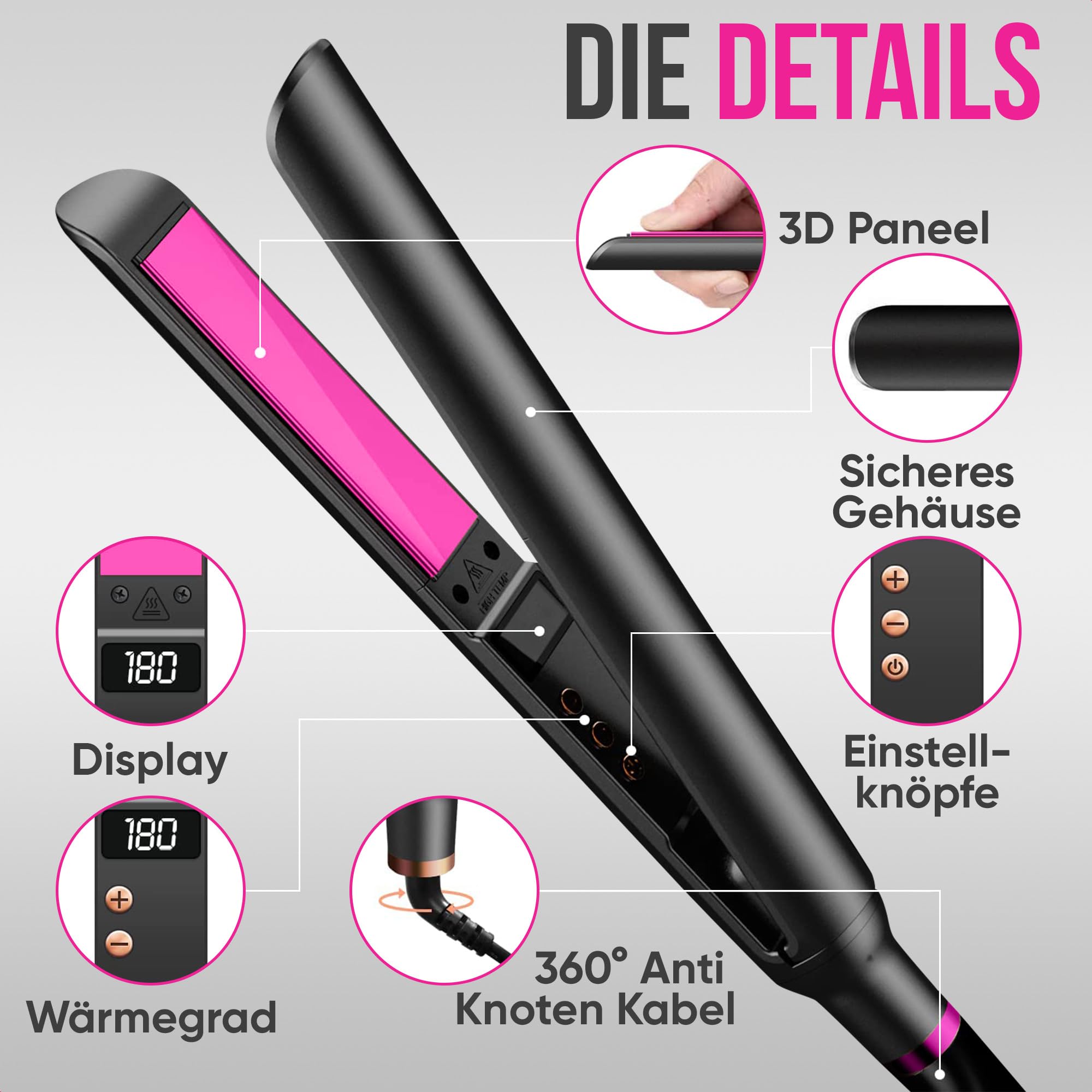 Strex Glätteisen - 2 in 1 - Glätten und Locken - Keramik - 120℃/230℃ - Lockenstab