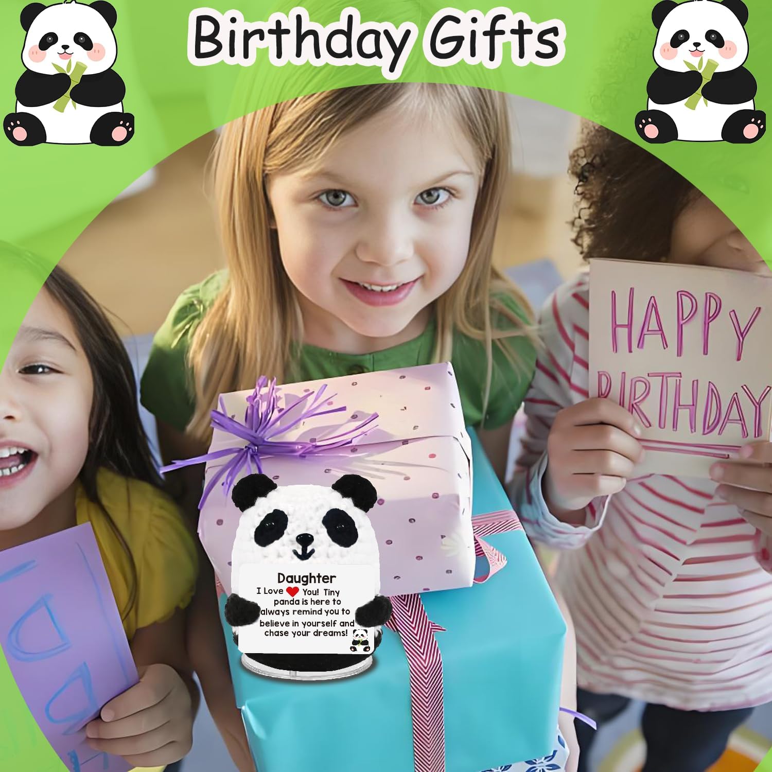 Handmade Mini Panda Crochet, Emotional Support Decor for Adults, Inspirational Gift for Sister, Daughter, Friend, Home Ornament for Easter, Birthdays & Positive Vibes (Daughter Panda) - Image 6