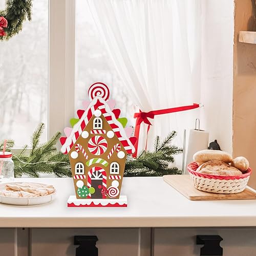 Miniatura 5 de Decoraciones de Navidad para el hogar, decoración de casa de jengibre con luz LED, decoración de madera de Feliz Navidad, decoración de interior,