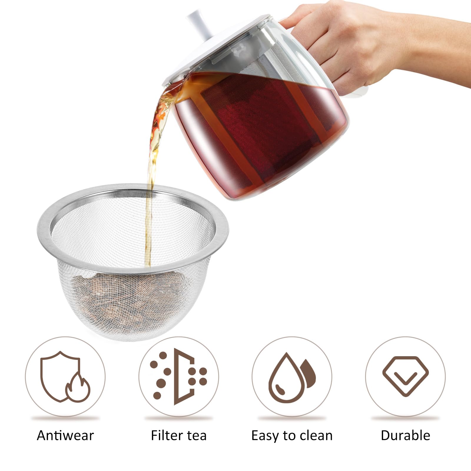 DOITOOL Teapot Mesh Strainer Infuser Filter: 8PCS Replacement Stainless Steel Tea Pot Insert Drain Net Reusable Loose Leaf Tea Microfilter Strainer Coffee Infuser 7.2 * 6cm - Image 4