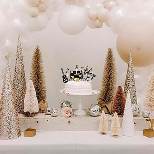 Vista 56 de Rsstarxi Paquete de 24 adornos para magdalenas, micrófono con purpurina, símbolos musicales, selecciones de cupcakes, música rock, concierto, tema