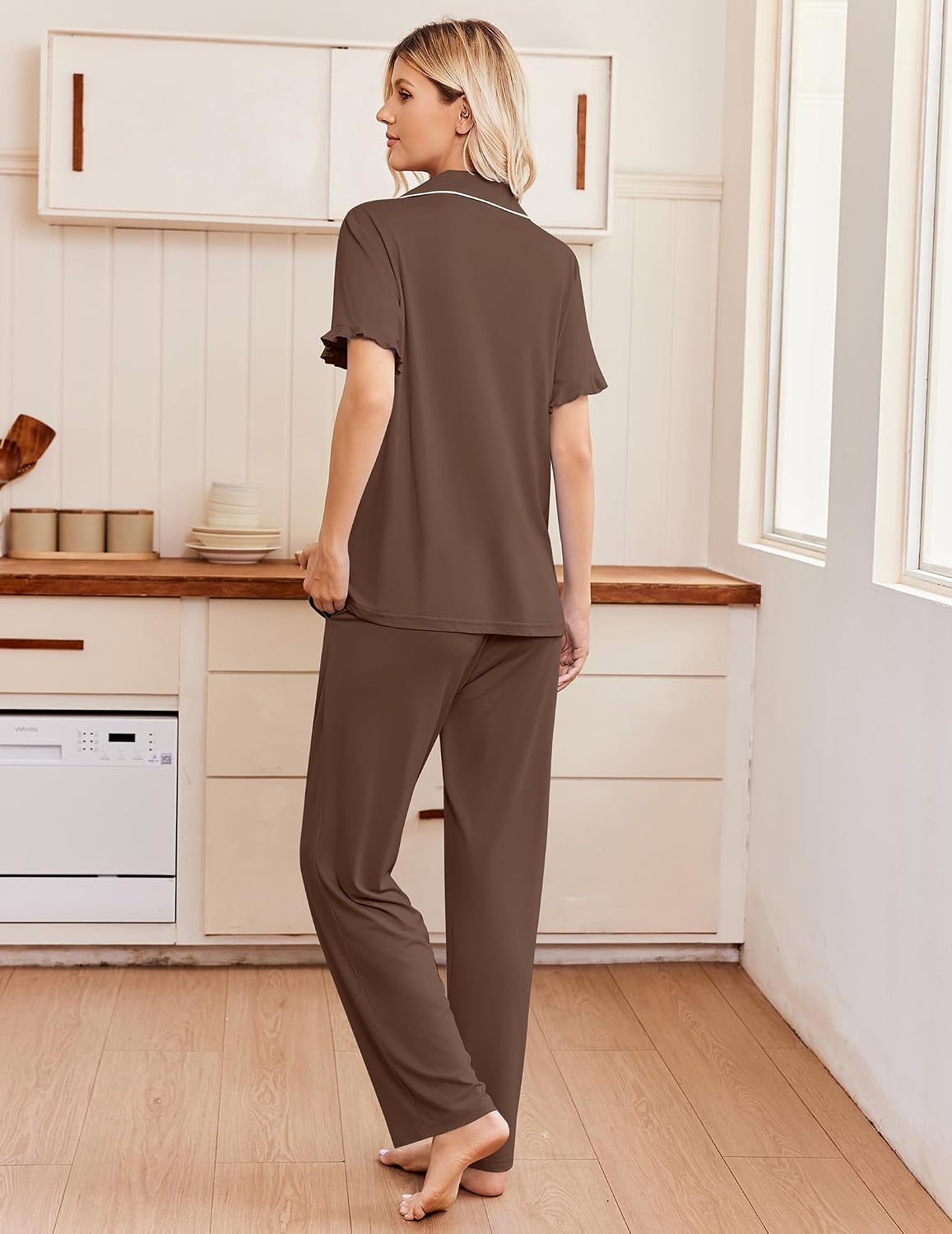 Ekouaer Pajamas for Women Set Button Up Soft Pjs Short Sleeve Lounge Sets image 5