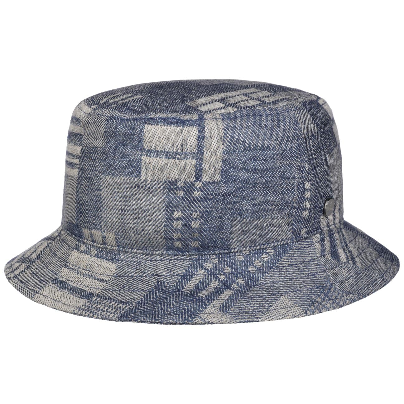Lierys Sunbury Jacquard Bucket Hat Linen Packable Holiday Garden Unisex Made in EU Summer Blue M (56-57 cm)
