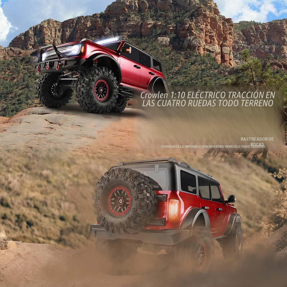 RC Draft Crawlers, escala 1/10 2.4G 4WD RC Off-Road Car sin cabrestante, alta velocidad 11 km/h y baja velocidad 3 km/h, regalo de coche de hobby para adultos (versión RTR / gris metálico)