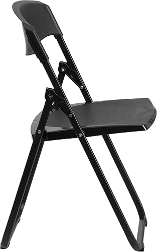 Miniatura 14 de Flash Furniture HERCULES Series - Silla plegable de plástico negro resistente de 500 libras con soportes integrados