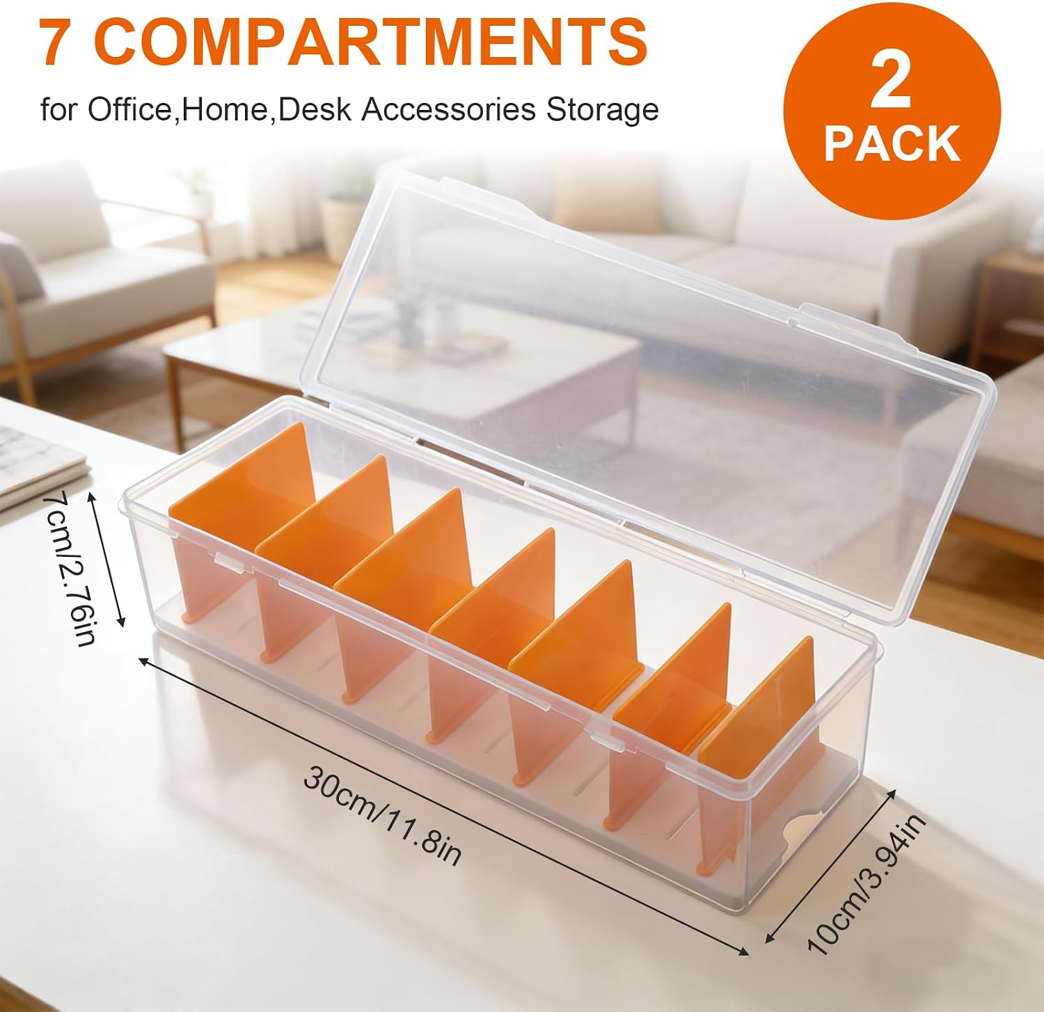 2 Pack Clear Cable Organizer Box with Lid,Plastic Charger Cable Cord Storage Organizer, Stackable Office Desk Organizers, Multifunctional Accessories Storage for Home Drawer Office