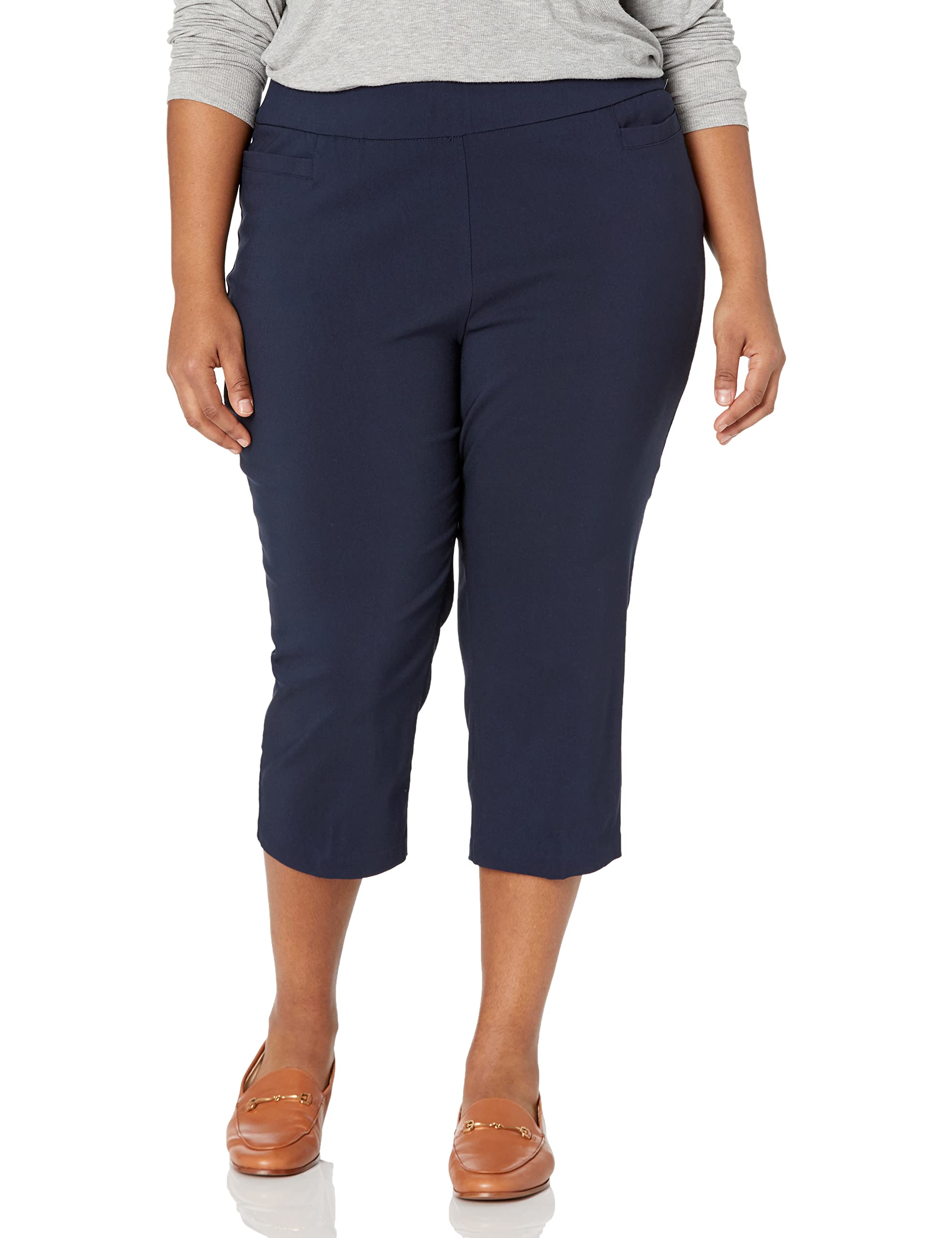 Briggs New York Womens Plus-Size Pull on Capri L Pocket, Navy, 18 Plus