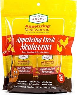 Amzey Fresh Mealworms 8.4 oz (1600 Count Total, 12 Bags) Superior to Live Meal Worms - Premium Food for Leopard Gecko, Birds, Sugar Glider, Hedgehog - High Nutritients, No Preservatives