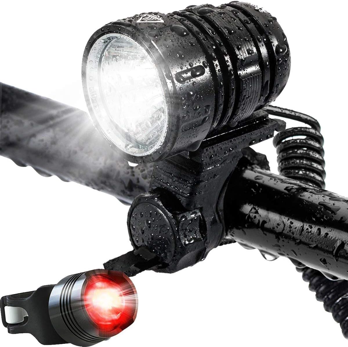 Bike Lights,USB Rechargeable LED Bicycle Light Set Waterproof Front Cycle lamp - Free Safety Tail light, Quick Release,1200 Lumen 4 Modes With 4400mAh Battery Pack