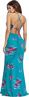 SheIn Women's Floral Strappy Backless Summer Evening Party Maxi Dress