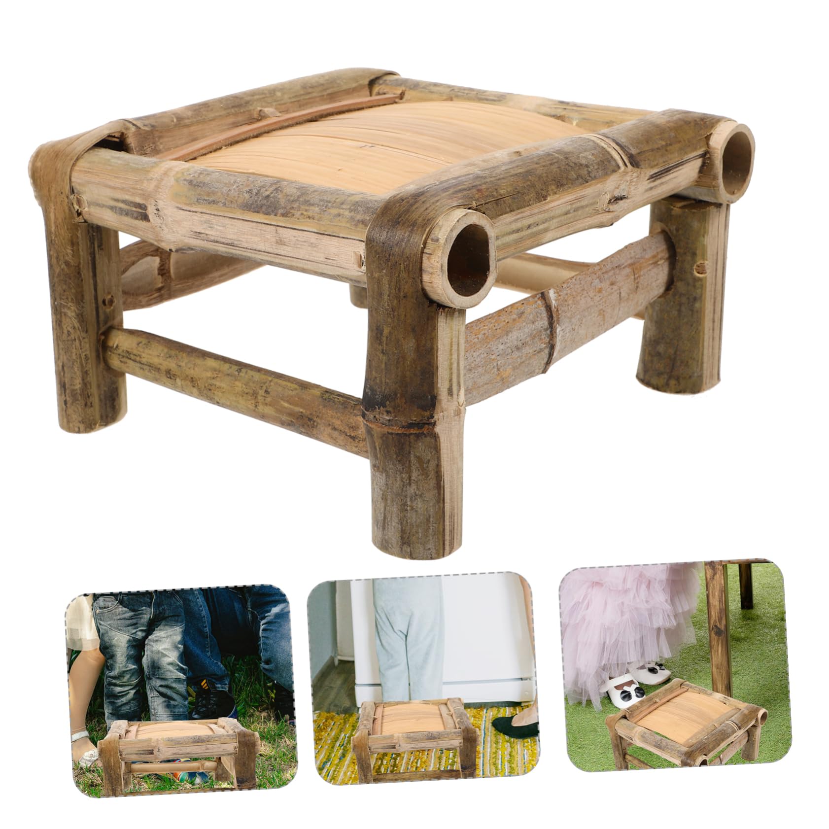 MAGICLULU 2 Taburetes De Bambú Taburetes para Pies Taburete Pequeño Taburete De Bambú Taburete De Baño Taburete Lindo Taburete para Sentarse Soportes para Plantas De Bambú Taburete