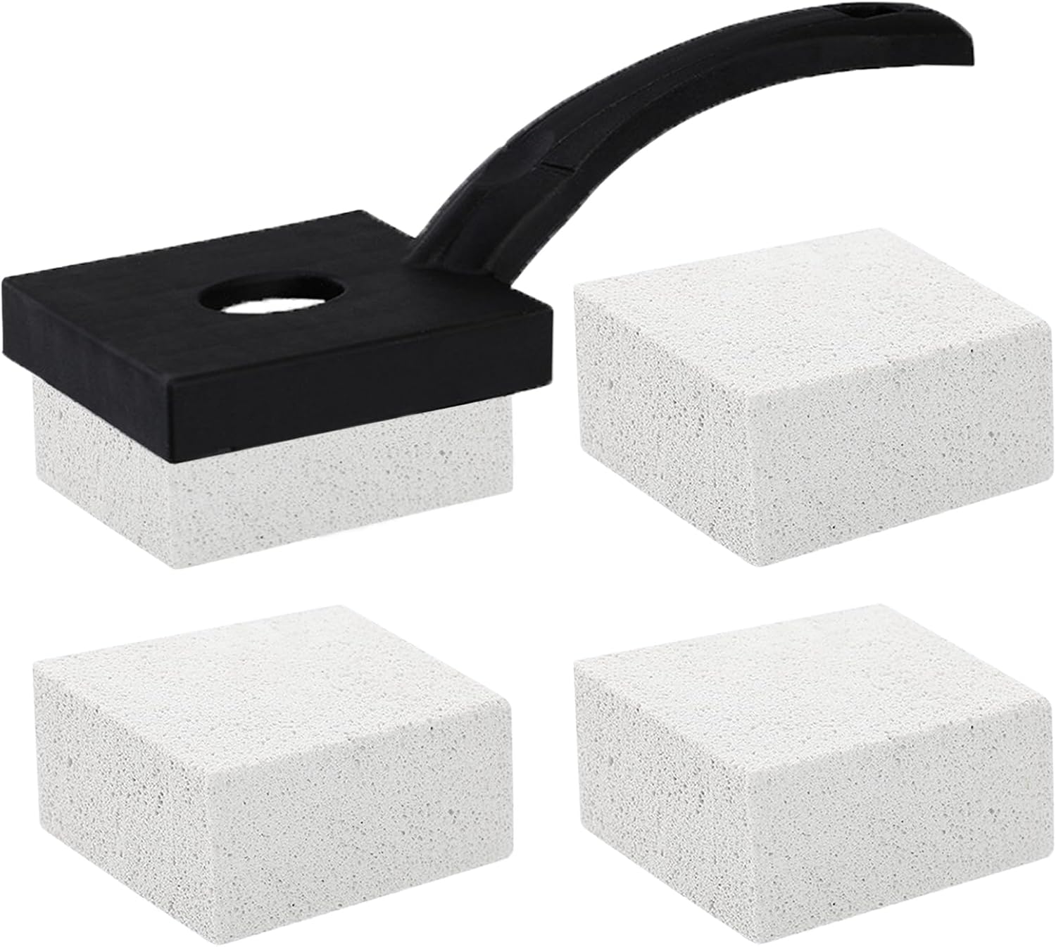 4 Pcs Pool Cleaning Pumice Stone with Long Handle, Pumice Stones Block for Swimming Pools, Spa, Bathroom, Kitchen Tile Remove Stains and Calcium Deposit (4)